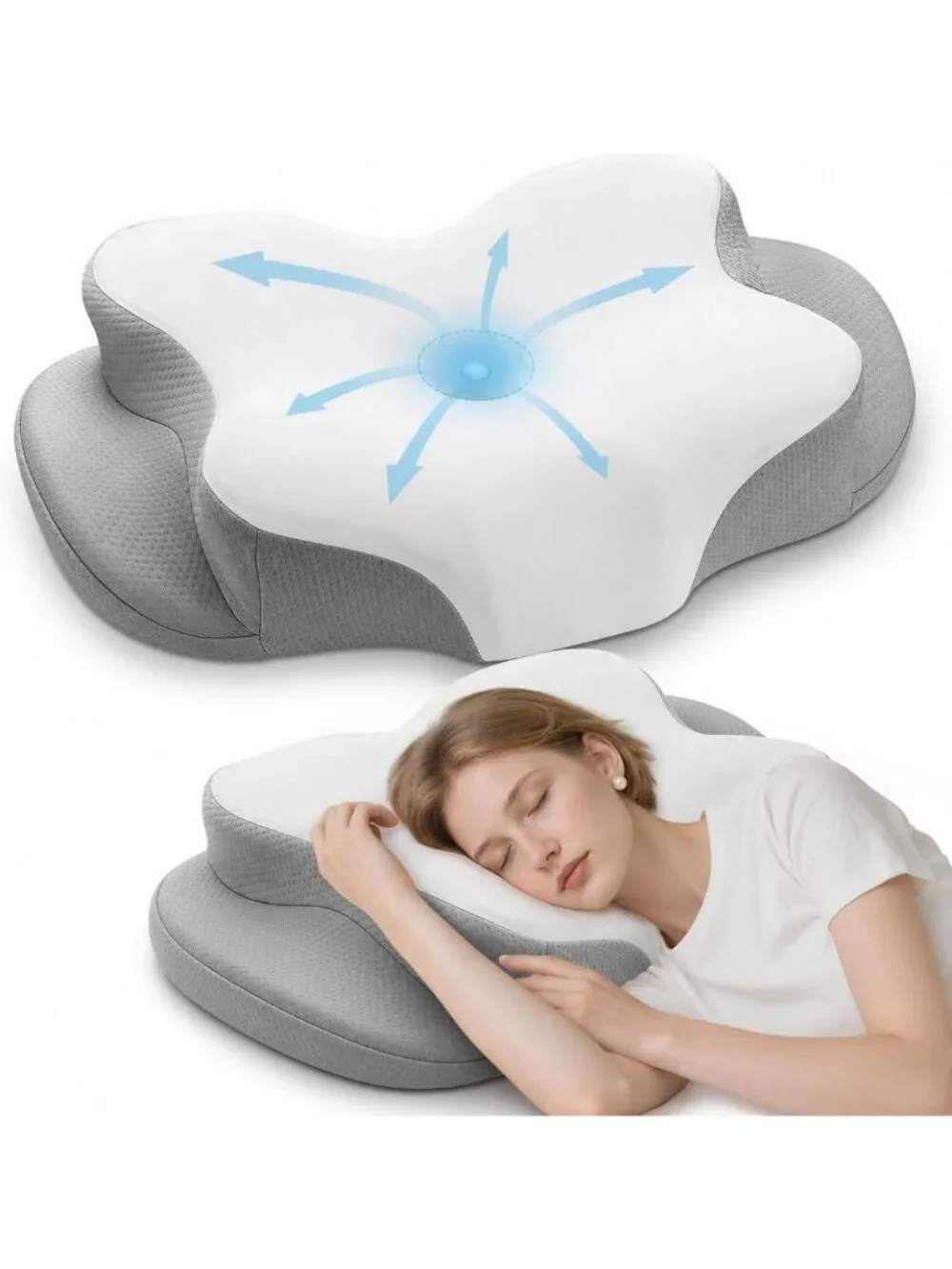 Orthopedic Memory Foam Cervical Neck Pillow for Comfortable Sleep & Support